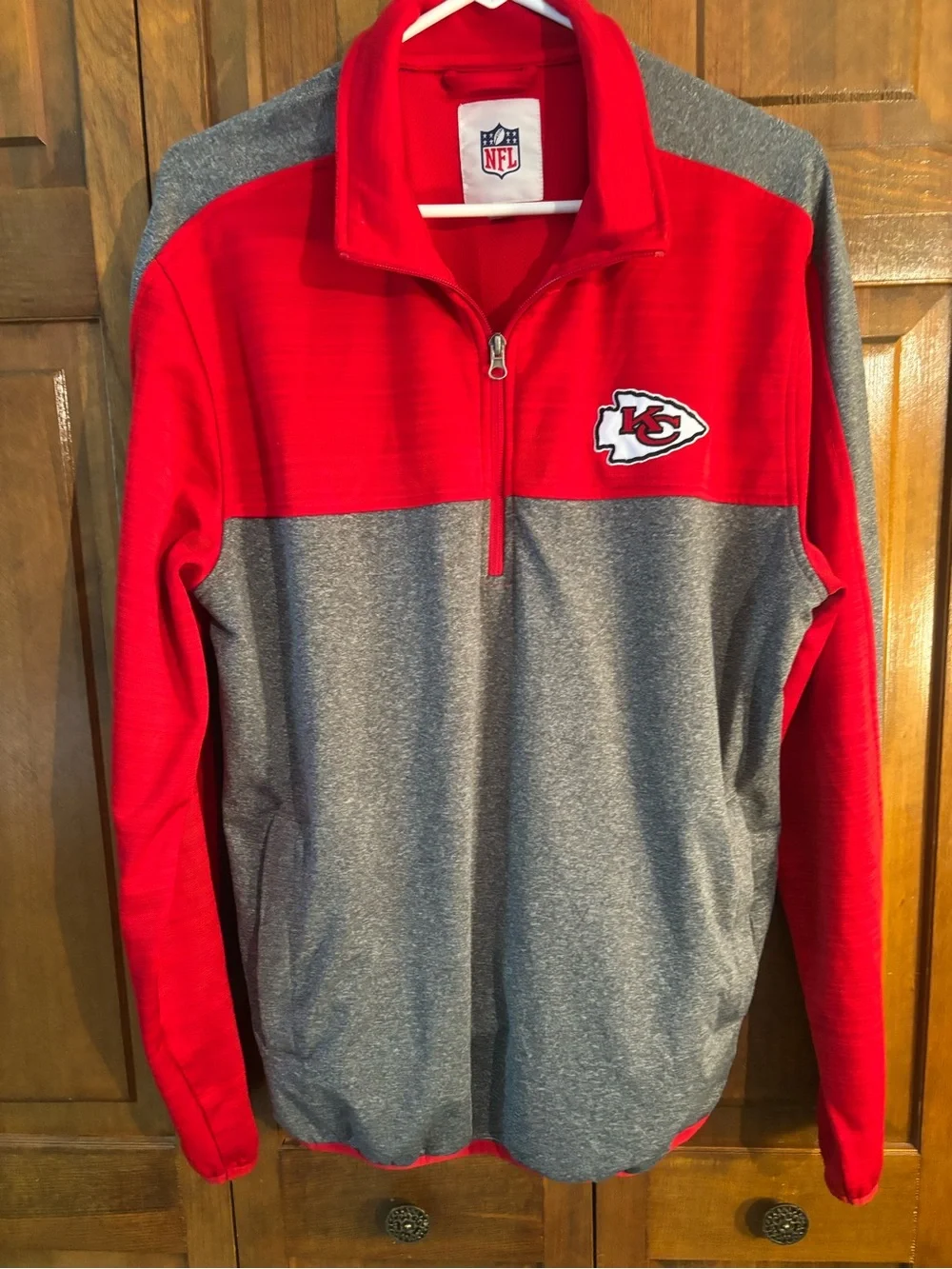 NFL Kansas City Chiefs Gray & Red Quarterzip Pullover